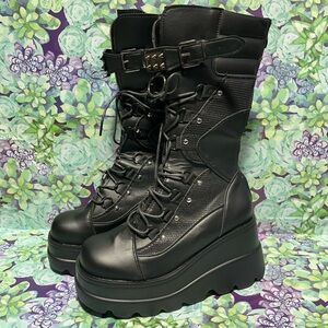 COPY - Lightweight black chunky textured platform boots w/ stud detailing Size …